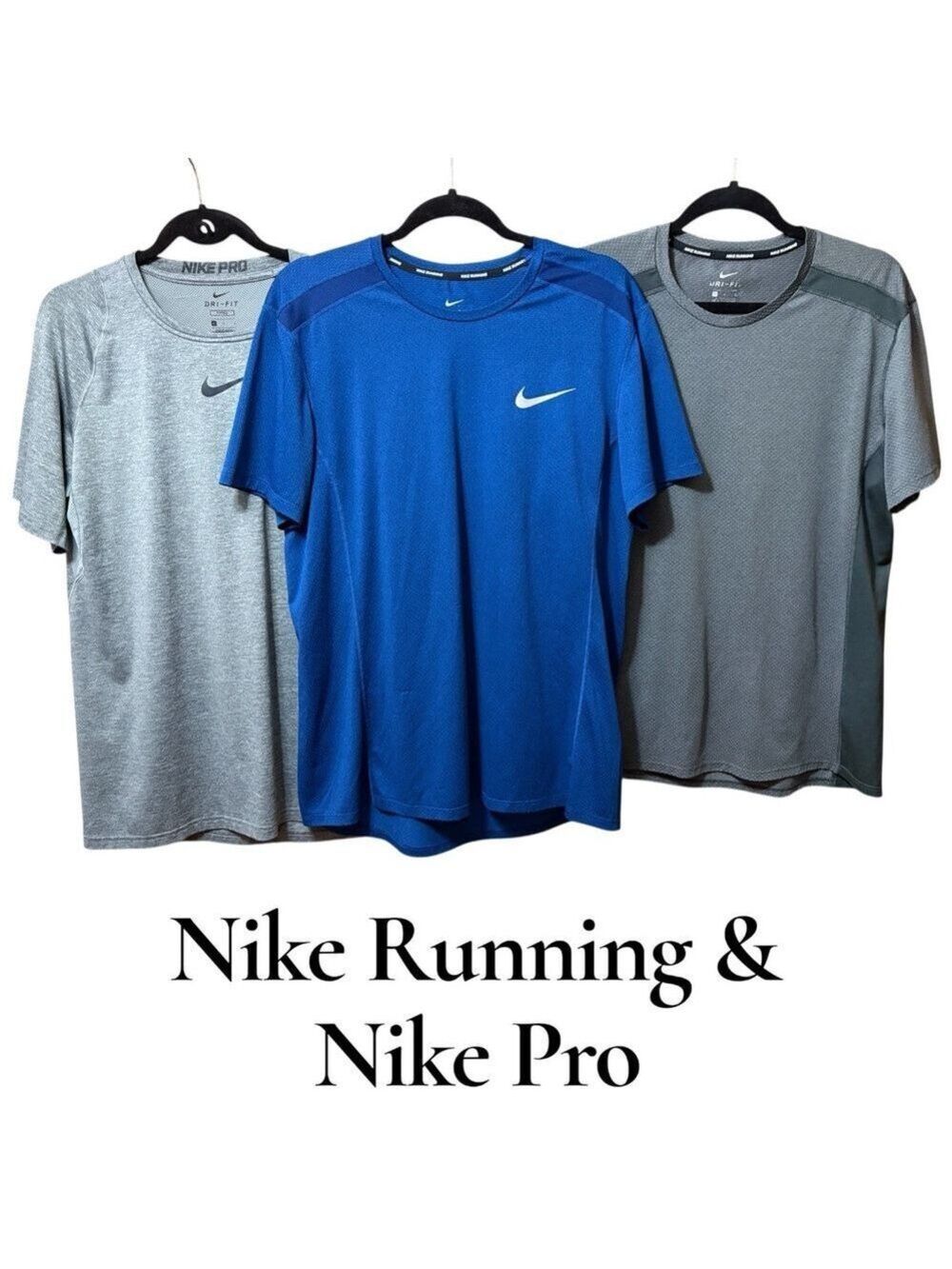 Nike Running & Nike Pro Men's Large dry fit shirts. Lot of 3. Good condition!